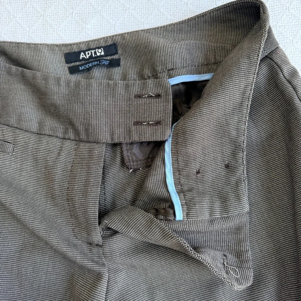 Apt 9 Modern Fit Brown Micro Pattern Dress Pants Trousers Womens Size 4